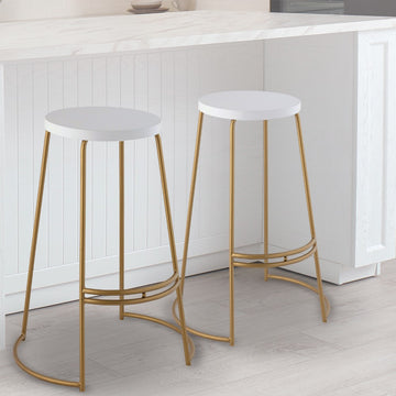 Hula 28.75" Modern Designer Iron Curved Backless Bar Stool - JONATHAN Y